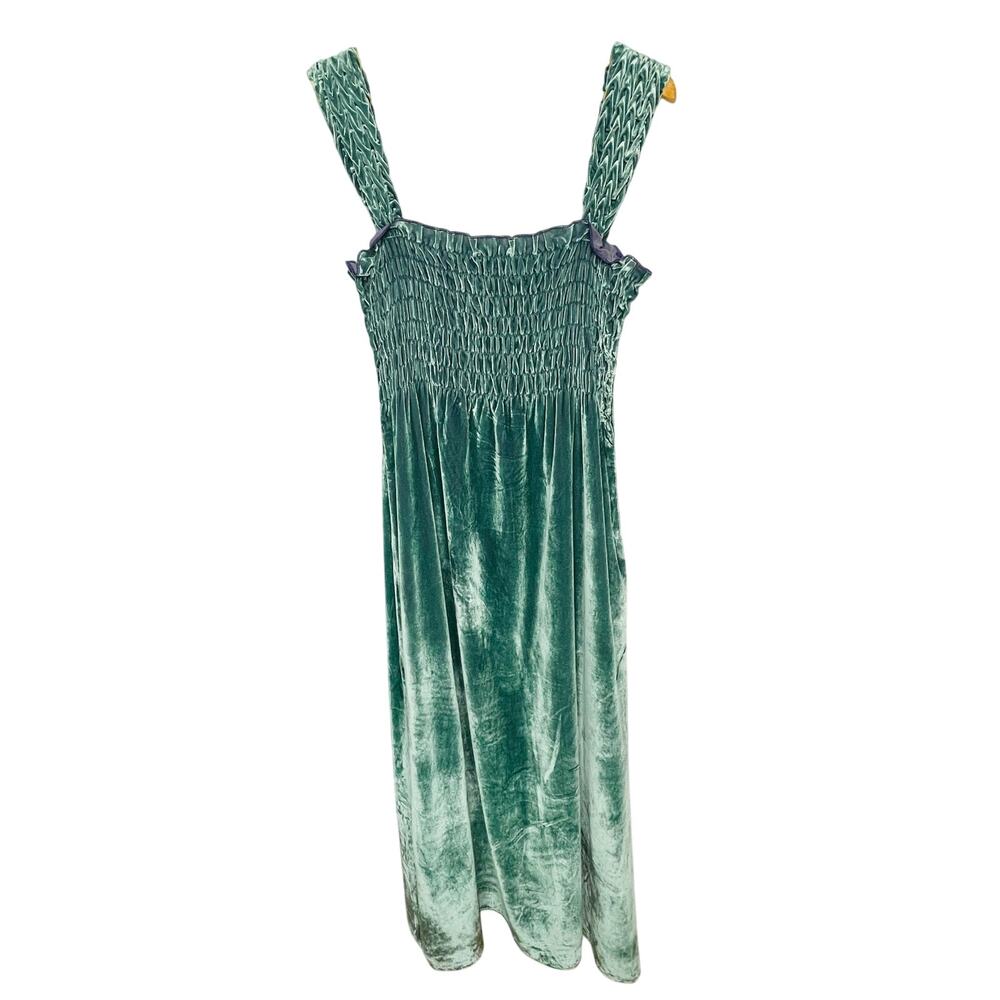 Free People NWT Camille Velvet Midi Dress size Medium Smocked Sapphire - Picture 11 of 11